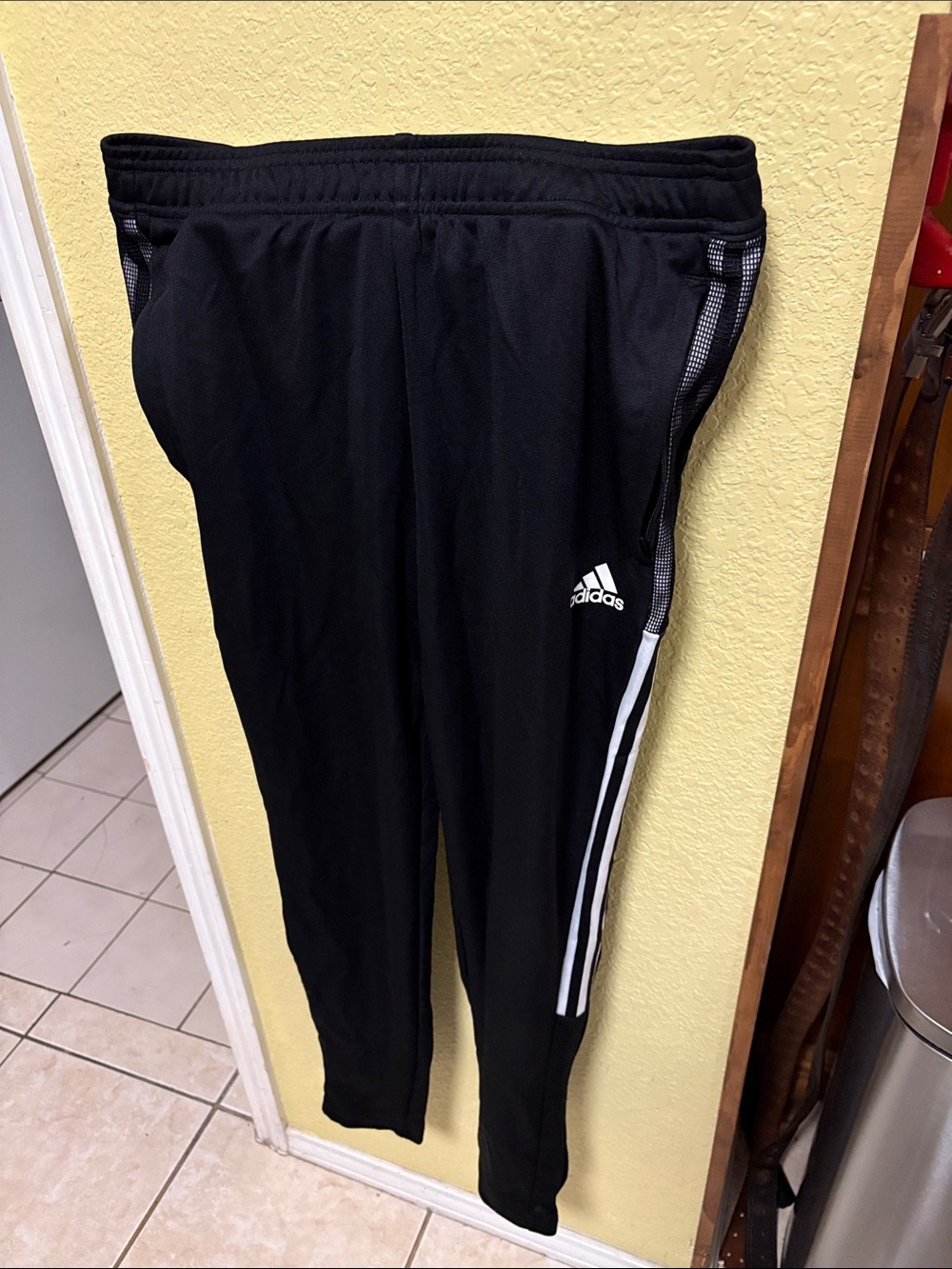 adidas Black Kids Track Pants with White Side Stripes